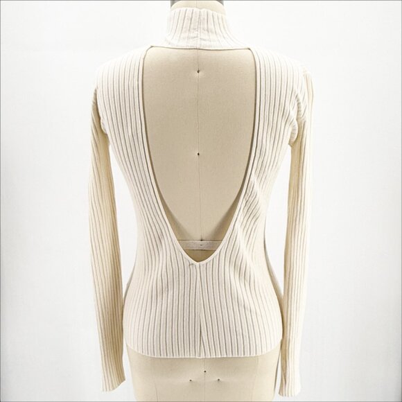 DION LEE Open-back ribbed merino wool-blend sweater M - Picture 4 of 11